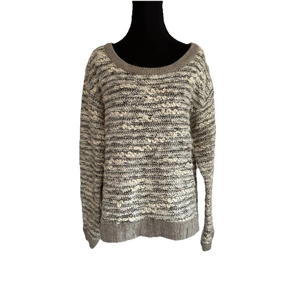 Free People Chunky Knit Sweater Ivory Gray Metallic Gold Wool Angora Sz S - Picture 1 of 6